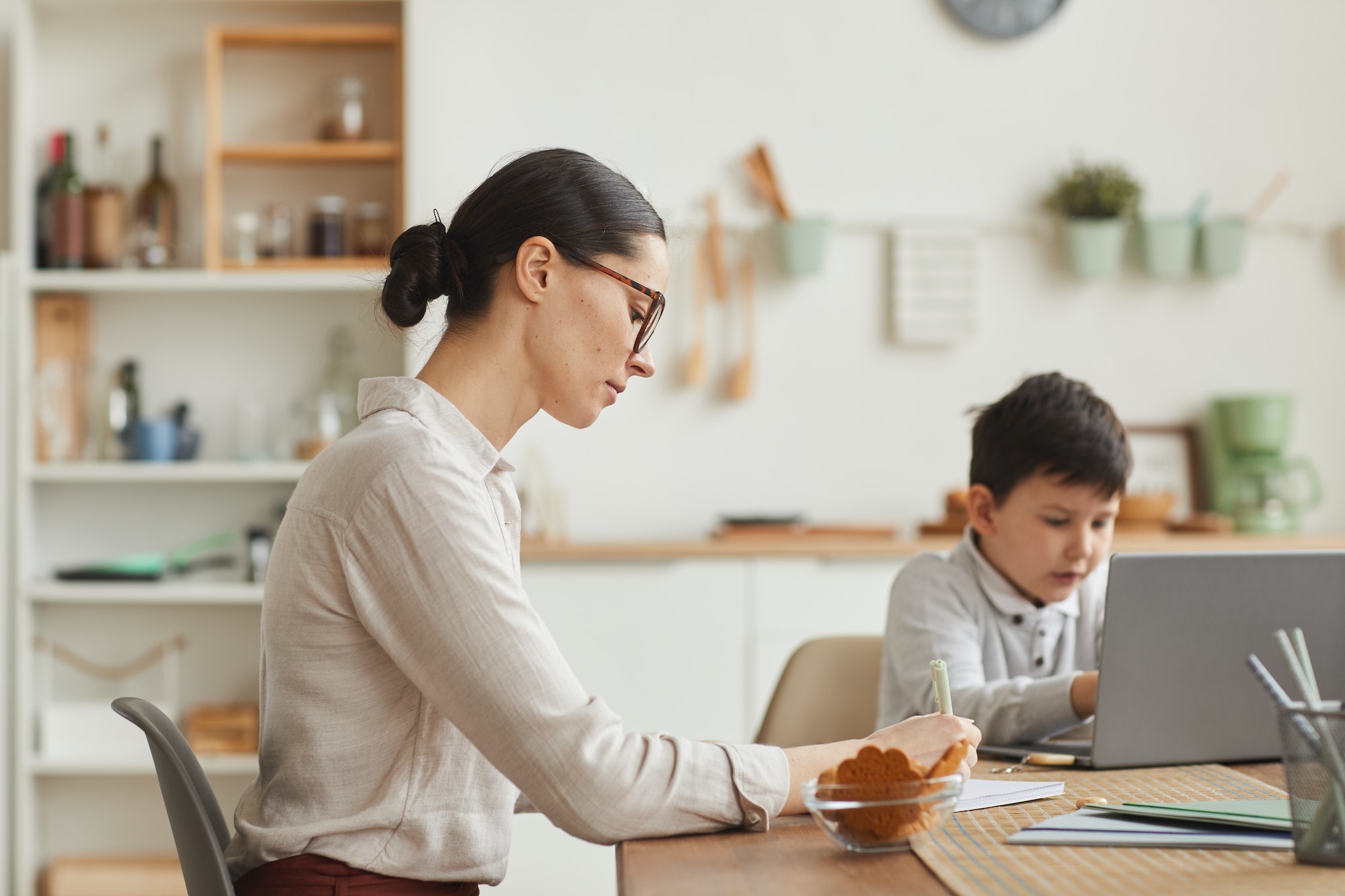 Mother and Son Enjoying Time in Self Isolation